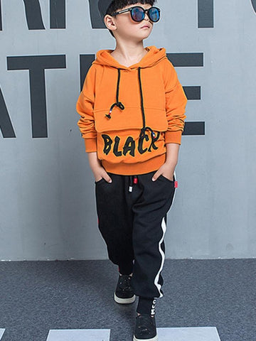 Ericdress Letter Print Boy's Cotton Sport Suit Hoodie Pants img 1