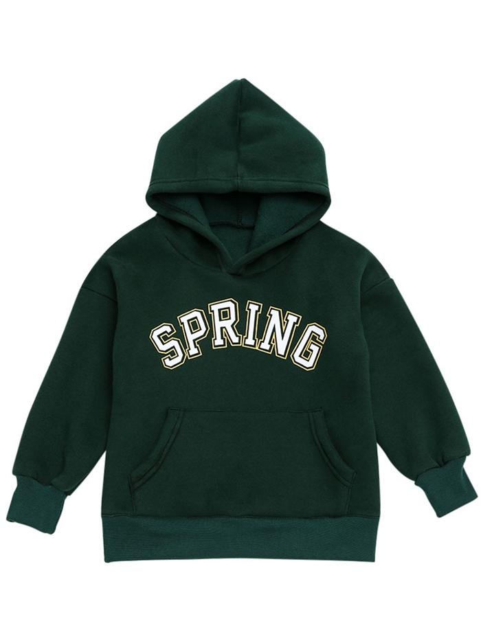 Letter Print Fleece Thicken ' Hoodie
