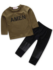 Print Patchwork Boys' Outfit