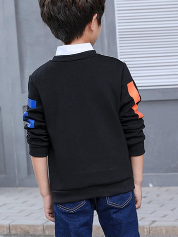 Ericdress Letter Print Round Neck Boy's Cotton Pullover img 1