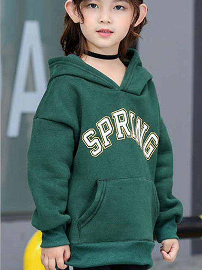 Letter Print Fleece Thicken ' Hoodie