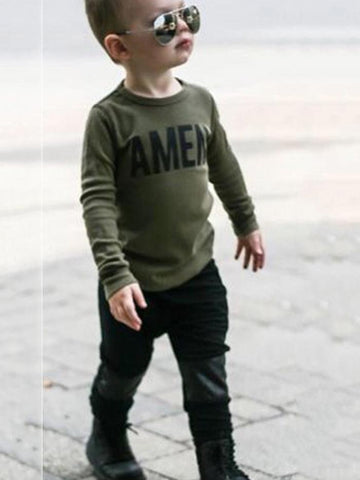 Ericdress Letter Print Patchwork Boys' Outfit img 1