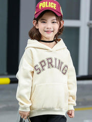 Letter Print Fleece Thicken ' Hoodie