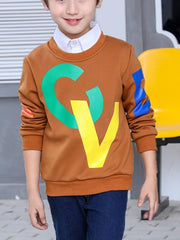 Ericdress Letter Print Round Neck Boy's Cotton Pullover img 3