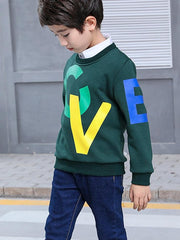 Ericdress Letter Print Round Neck Boy's Cotton Pullover img 2