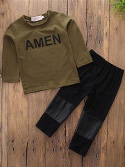 Ericdress Letter Print Patchwork Boys' Outfit img 2