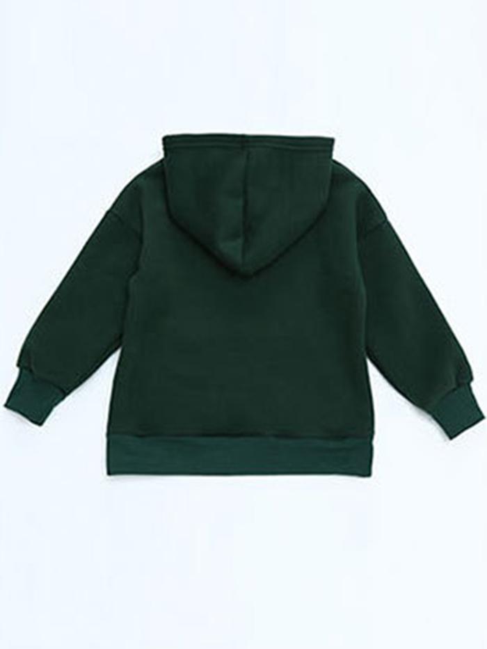 Letter Print Fleece Thicken ' Hoodie